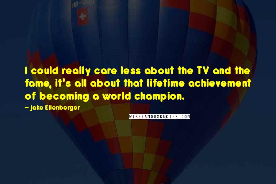 Jake Ellenberger Quotes: I could really care less about the TV and the fame, it's all about that lifetime achievement of becoming a world champion.