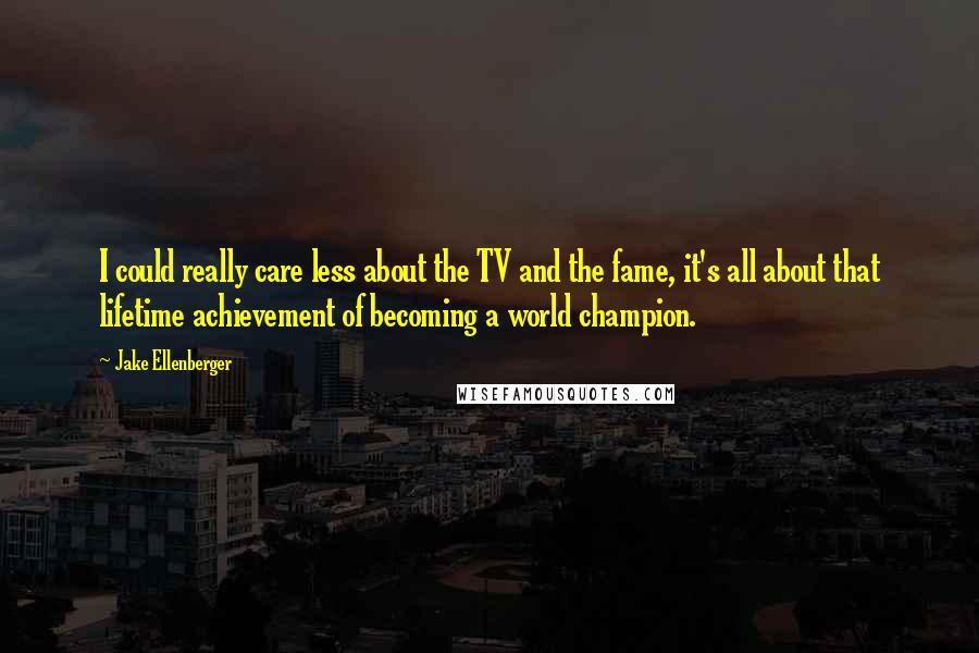 Jake Ellenberger Quotes: I could really care less about the TV and the fame, it's all about that lifetime achievement of becoming a world champion.