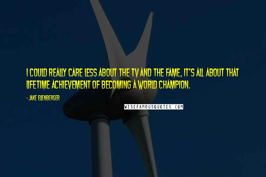 Jake Ellenberger Quotes: I could really care less about the TV and the fame, it's all about that lifetime achievement of becoming a world champion.