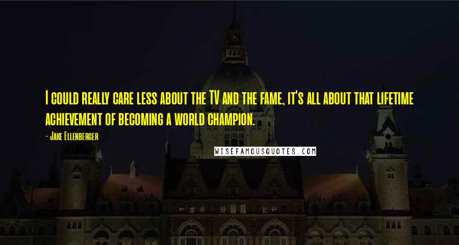 Jake Ellenberger Quotes: I could really care less about the TV and the fame, it's all about that lifetime achievement of becoming a world champion.