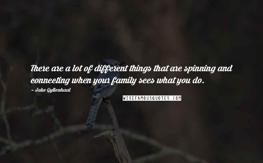 Jake Gyllenhaal Quotes: There are a lot of different things that are spinning and connecting when your family sees what you do.