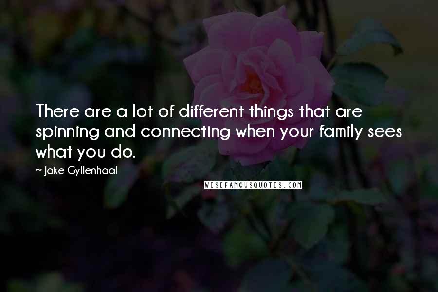 Jake Gyllenhaal Quotes: There are a lot of different things that are spinning and connecting when your family sees what you do.