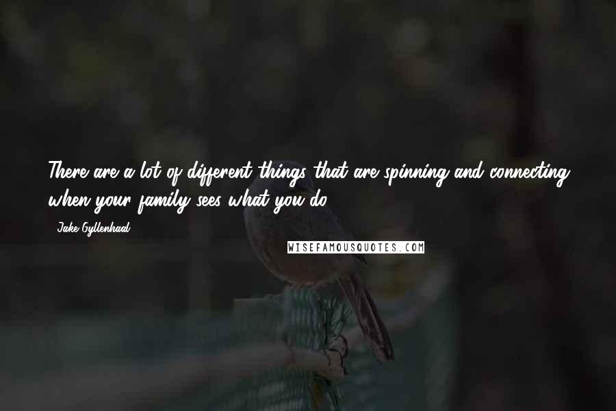 Jake Gyllenhaal Quotes: There are a lot of different things that are spinning and connecting when your family sees what you do.