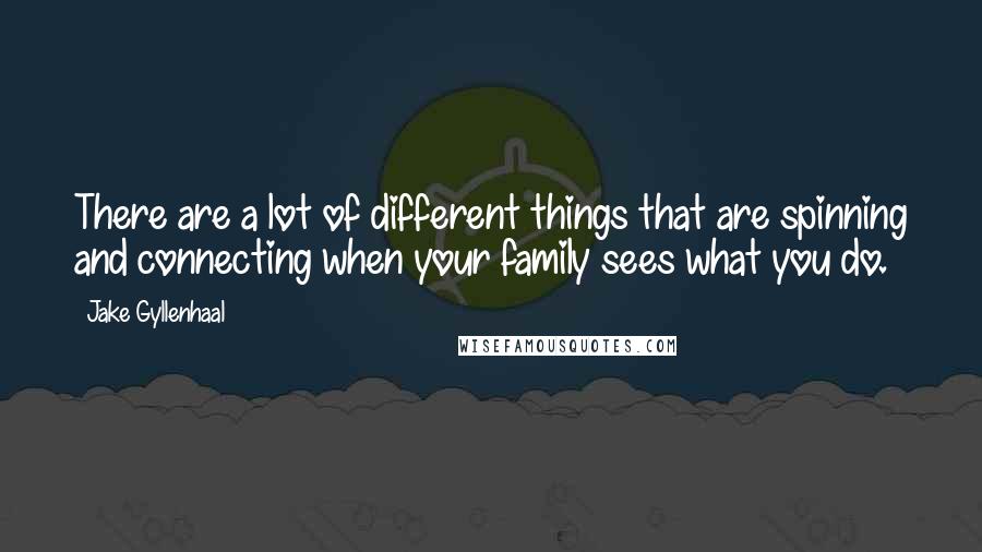 Jake Gyllenhaal Quotes: There are a lot of different things that are spinning and connecting when your family sees what you do.