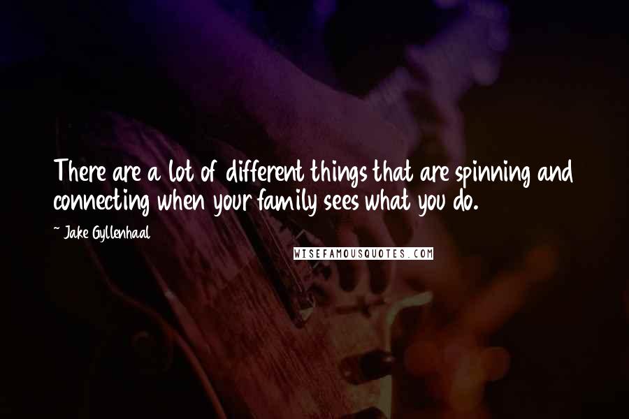 Jake Gyllenhaal Quotes: There are a lot of different things that are spinning and connecting when your family sees what you do.