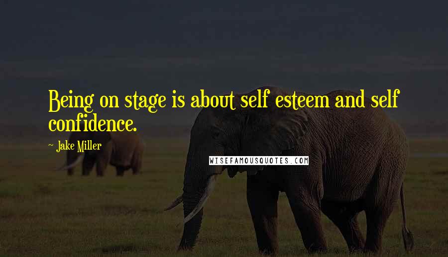 Jake Miller Quotes: Being on stage is about self esteem and self confidence.