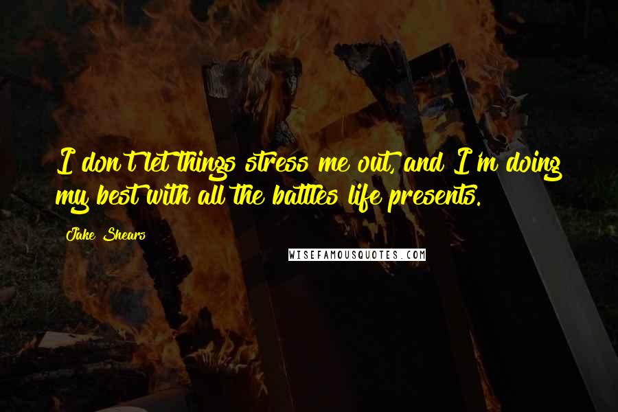 Jake Shears Quotes: I don't let things stress me out, and I'm doing my best with all the battles life presents.