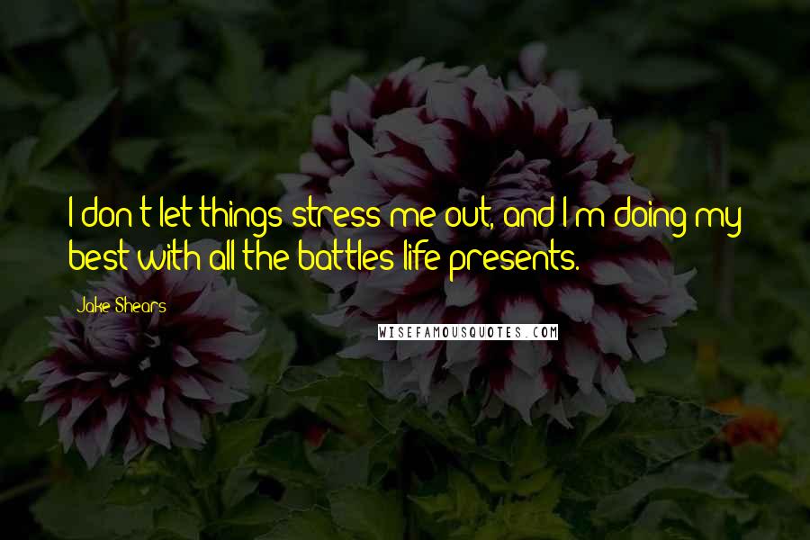 Jake Shears Quotes: I don't let things stress me out, and I'm doing my best with all the battles life presents.