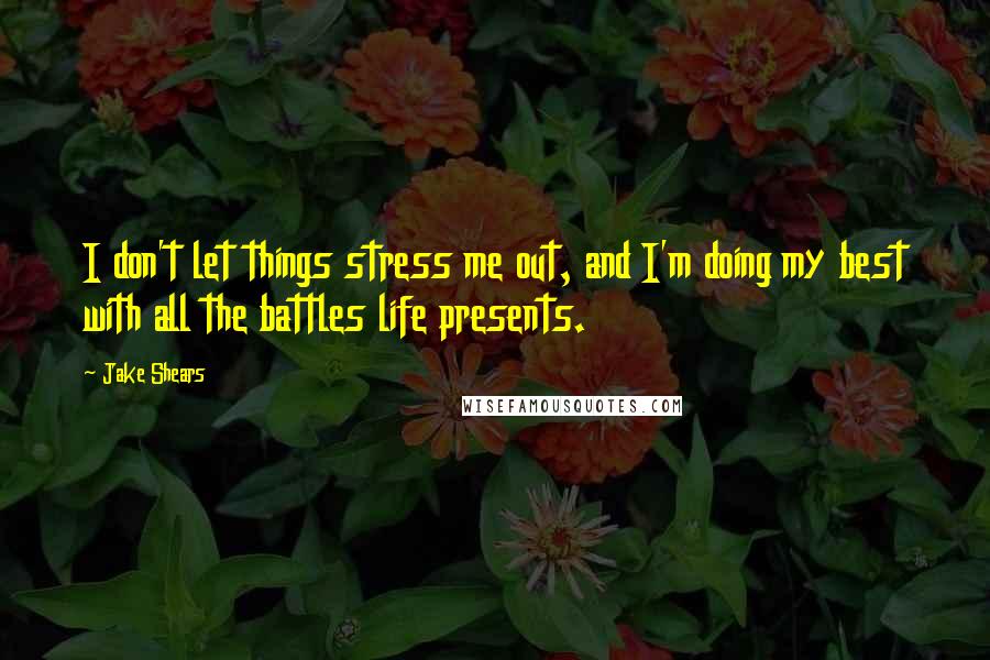 Jake Shears Quotes: I don't let things stress me out, and I'm doing my best with all the battles life presents.