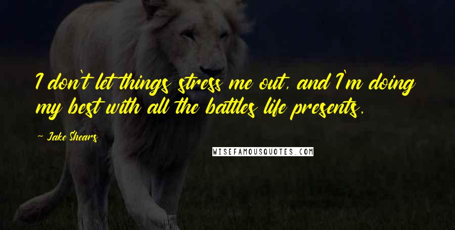 Jake Shears Quotes: I don't let things stress me out, and I'm doing my best with all the battles life presents.