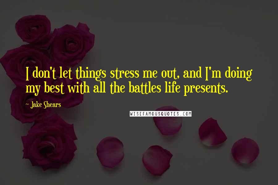 Jake Shears Quotes: I don't let things stress me out, and I'm doing my best with all the battles life presents.