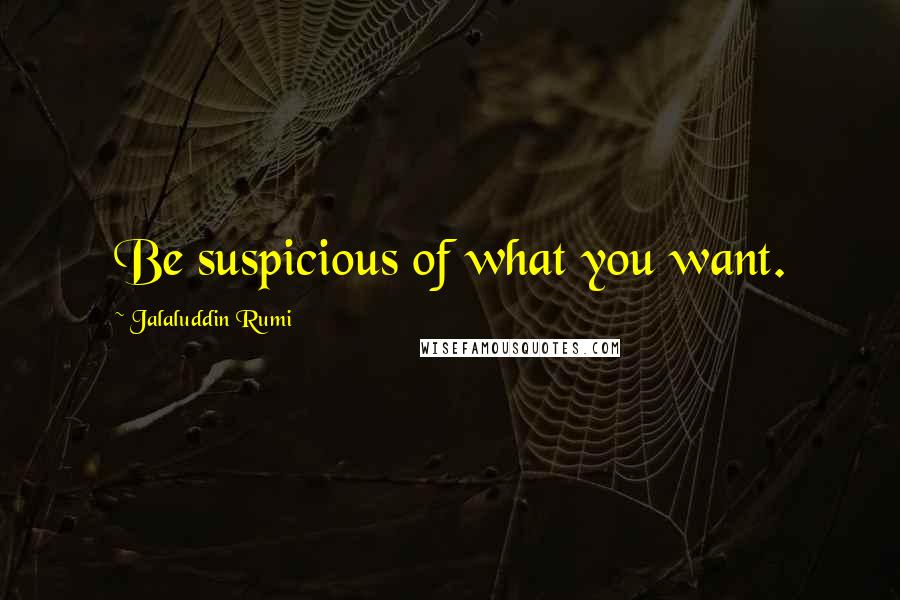Jalaluddin Rumi Quotes: Be suspicious of what you want.