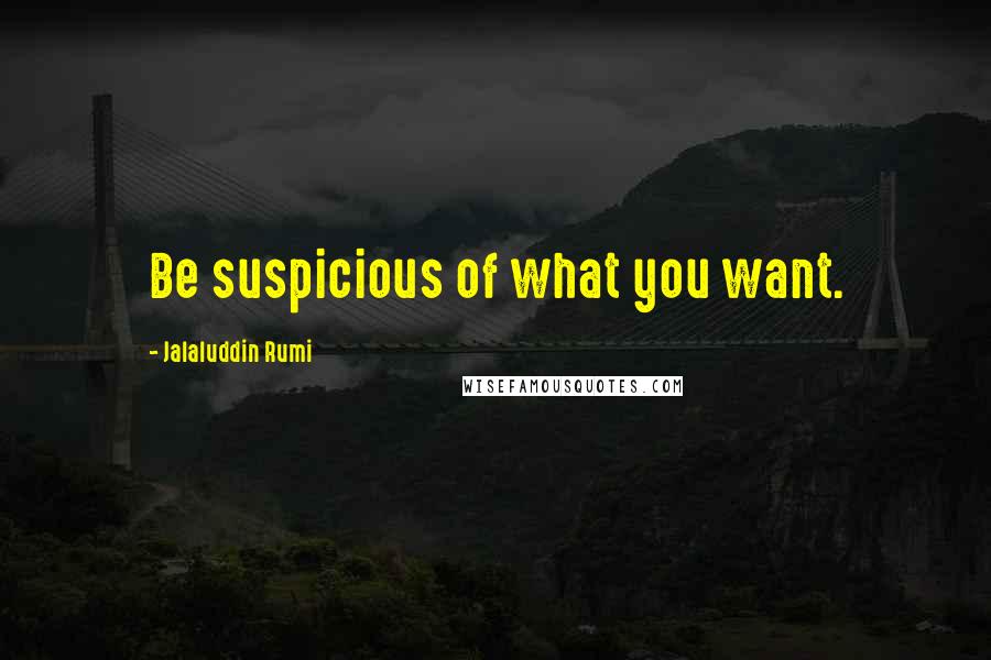 Jalaluddin Rumi Quotes: Be suspicious of what you want.