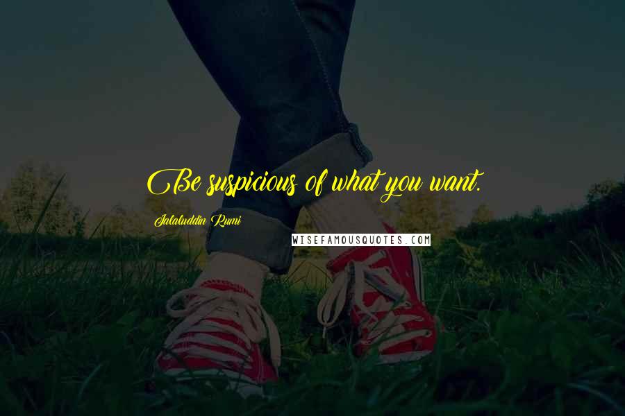 Jalaluddin Rumi Quotes: Be suspicious of what you want.
