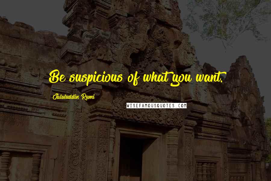 Jalaluddin Rumi Quotes: Be suspicious of what you want.