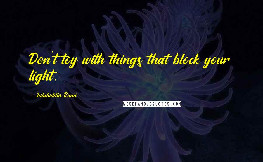 Jalaluddin Rumi Quotes: Don't toy with things that block your light.