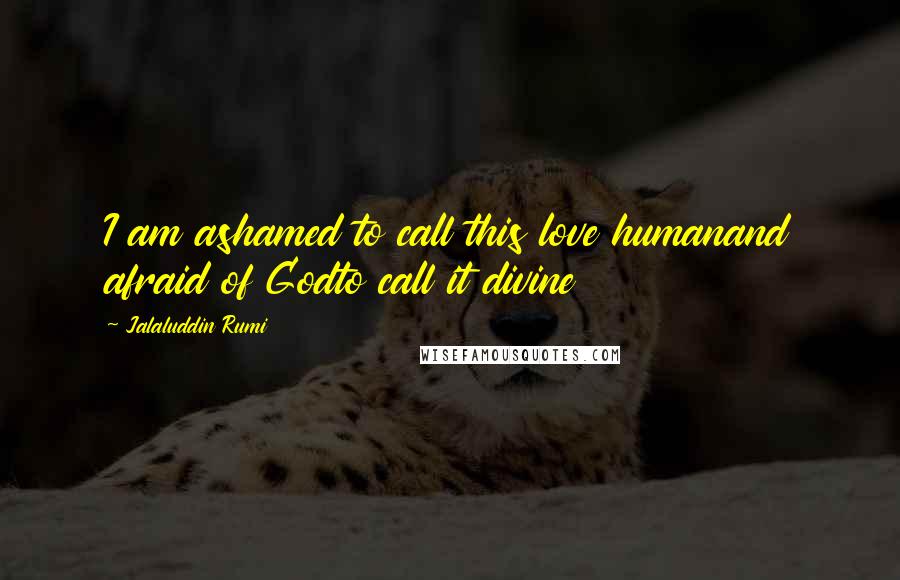 Jalaluddin Rumi Quotes: I am ashamed to call this love humanand afraid of Godto call it divine