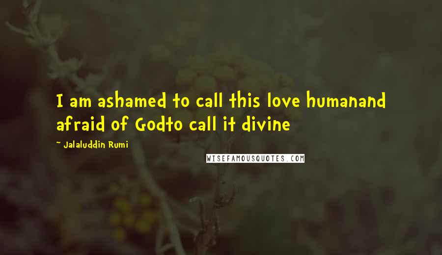Jalaluddin Rumi Quotes: I am ashamed to call this love humanand afraid of Godto call it divine