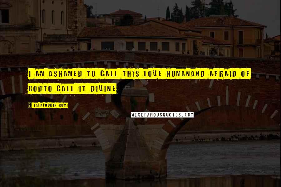 Jalaluddin Rumi Quotes: I am ashamed to call this love humanand afraid of Godto call it divine