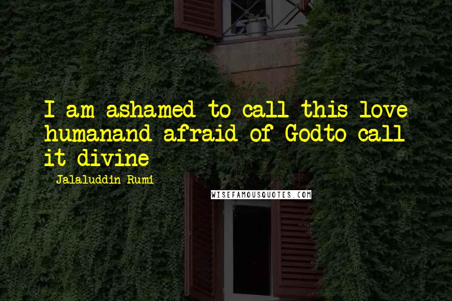 Jalaluddin Rumi Quotes: I am ashamed to call this love humanand afraid of Godto call it divine