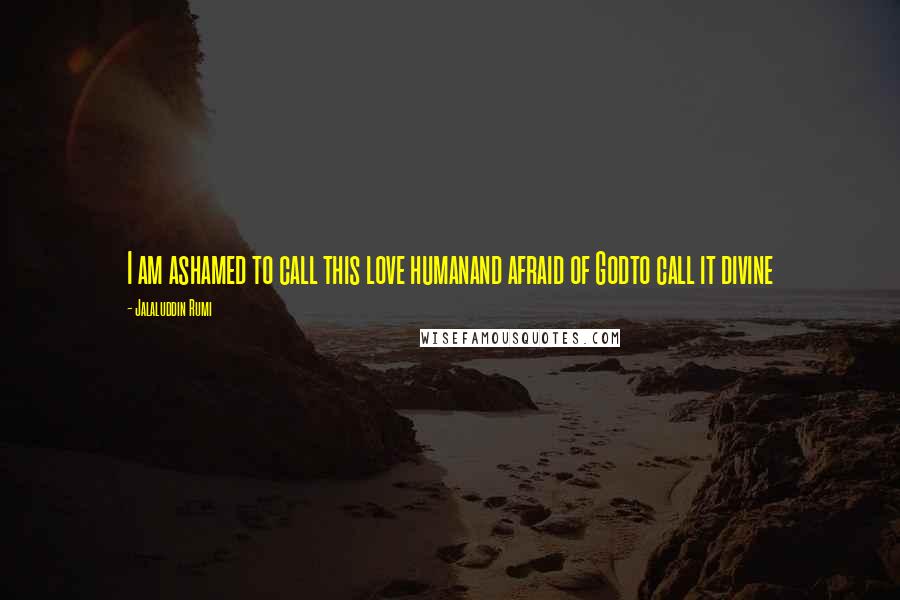 Jalaluddin Rumi Quotes: I am ashamed to call this love humanand afraid of Godto call it divine