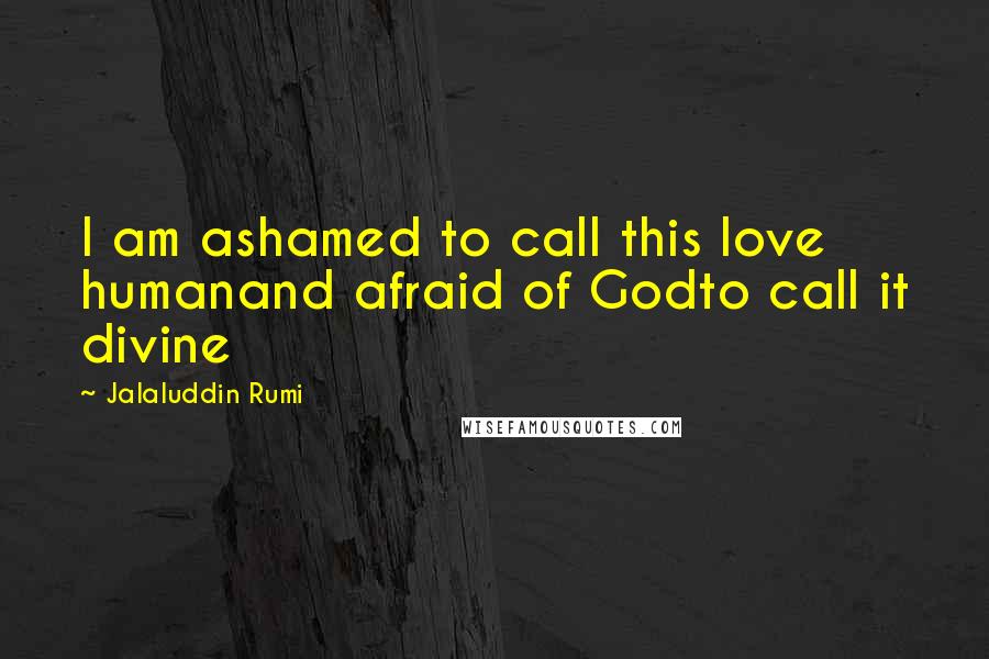 Jalaluddin Rumi Quotes: I am ashamed to call this love humanand afraid of Godto call it divine