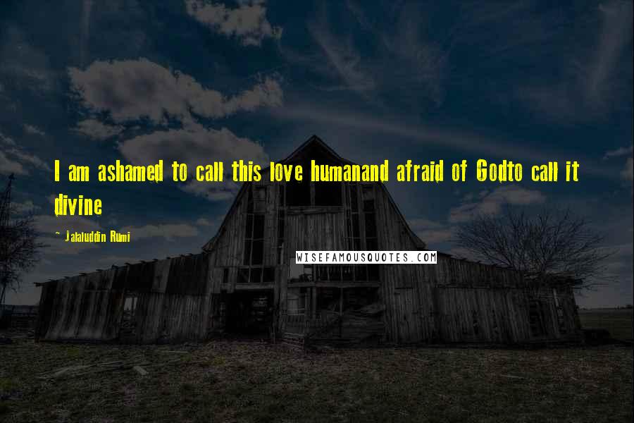 Jalaluddin Rumi Quotes: I am ashamed to call this love humanand afraid of Godto call it divine