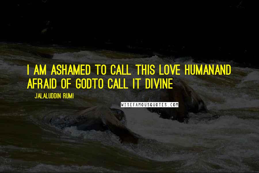 Jalaluddin Rumi Quotes: I am ashamed to call this love humanand afraid of Godto call it divine