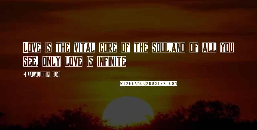 Jalaluddin Rumi Quotes: Love is the vital core of the soul,and of all you see, only love is infinite