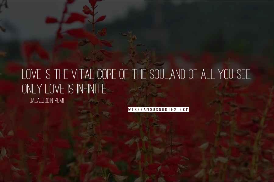 Jalaluddin Rumi Quotes: Love is the vital core of the soul,and of all you see, only love is infinite
