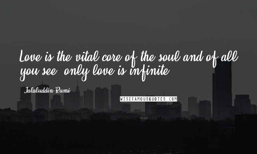Jalaluddin Rumi Quotes: Love is the vital core of the soul,and of all you see, only love is infinite