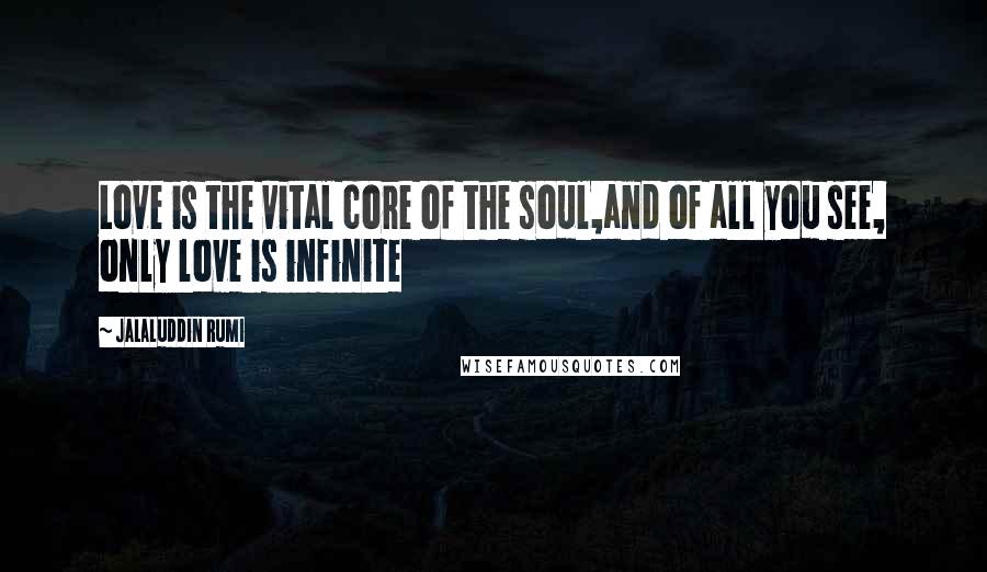 Jalaluddin Rumi Quotes: Love is the vital core of the soul,and of all you see, only love is infinite