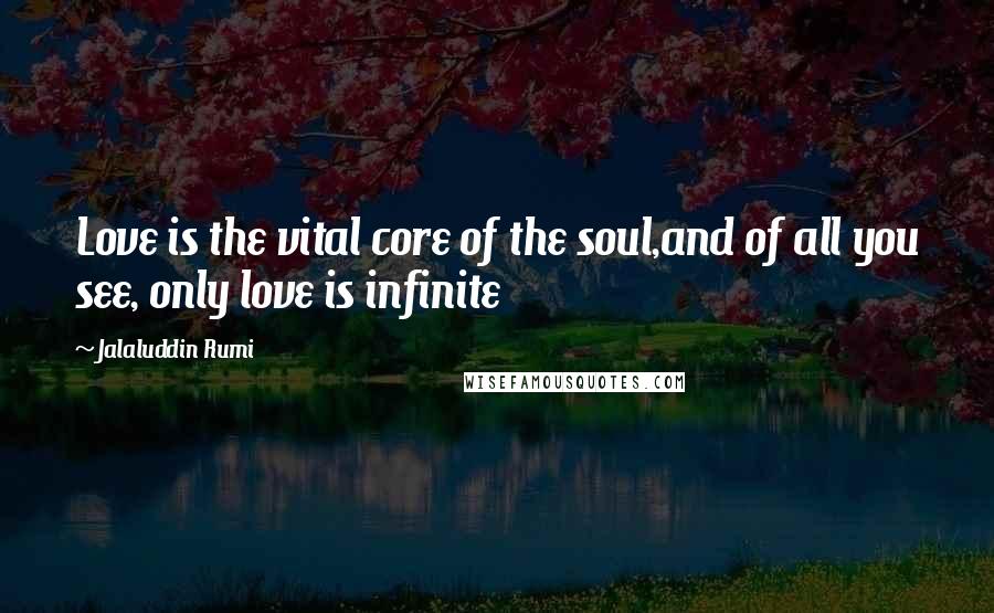 Jalaluddin Rumi Quotes: Love is the vital core of the soul,and of all you see, only love is infinite
