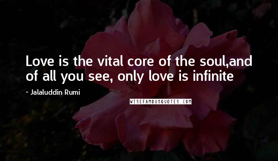 Jalaluddin Rumi Quotes: Love is the vital core of the soul,and of all you see, only love is infinite