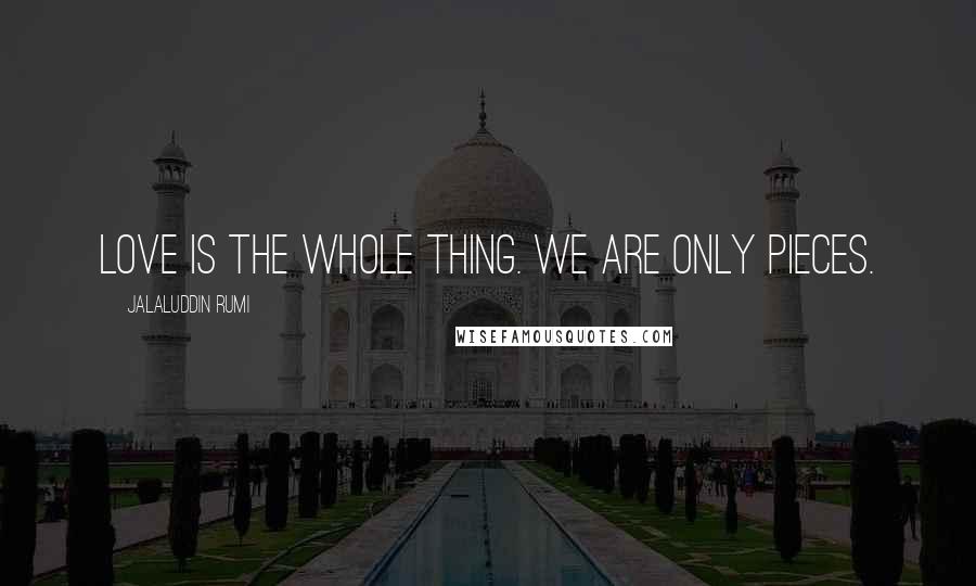 Jalaluddin Rumi Quotes: Love is the whole thing. We are only pieces.