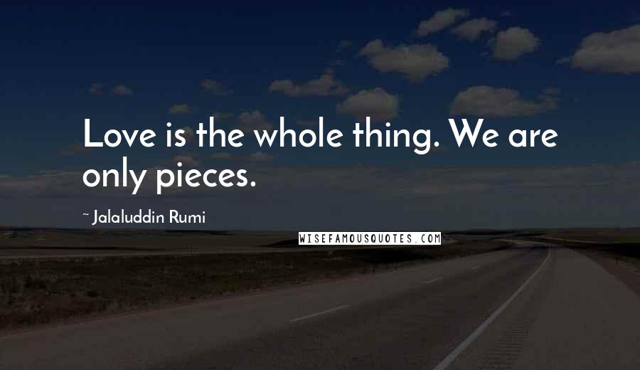 Jalaluddin Rumi Quotes: Love is the whole thing. We are only pieces.