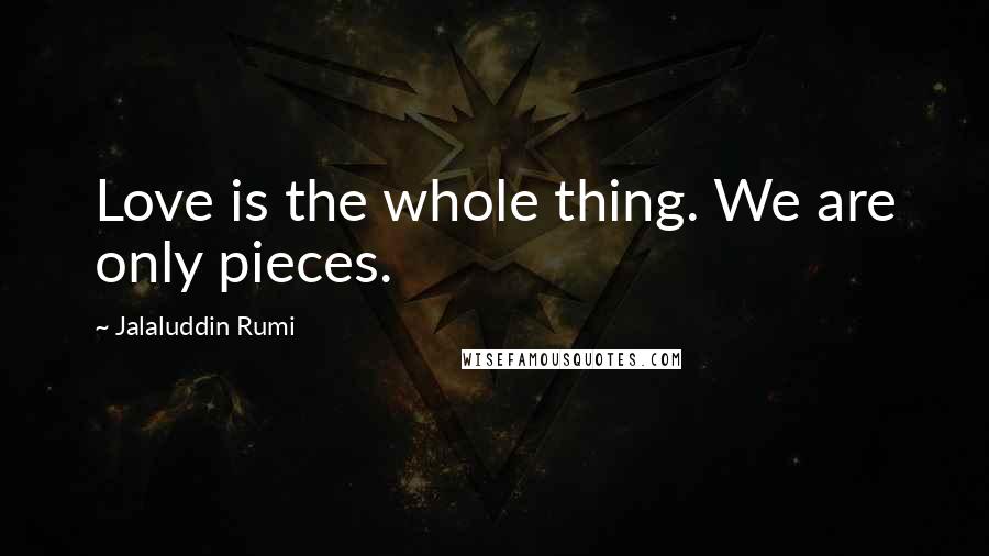 Jalaluddin Rumi Quotes: Love is the whole thing. We are only pieces.