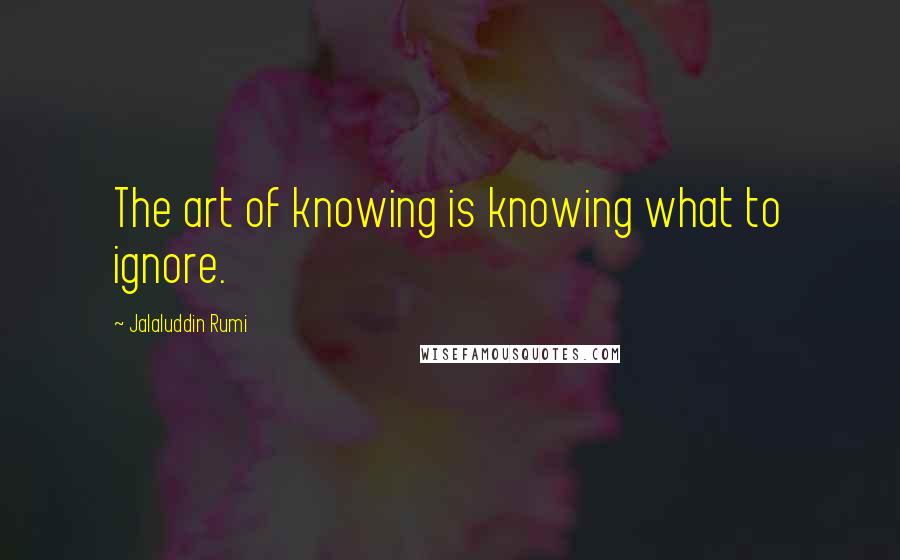 Jalaluddin Rumi Quotes: The art of knowing is knowing what to ignore.