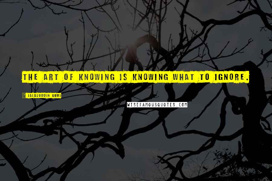 Jalaluddin Rumi Quotes: The art of knowing is knowing what to ignore.