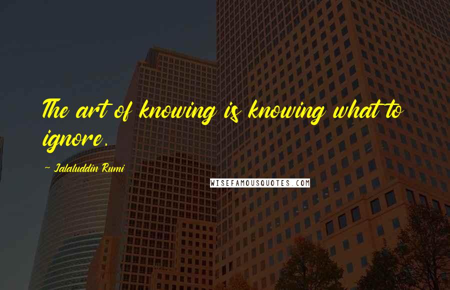 Jalaluddin Rumi Quotes: The art of knowing is knowing what to ignore.