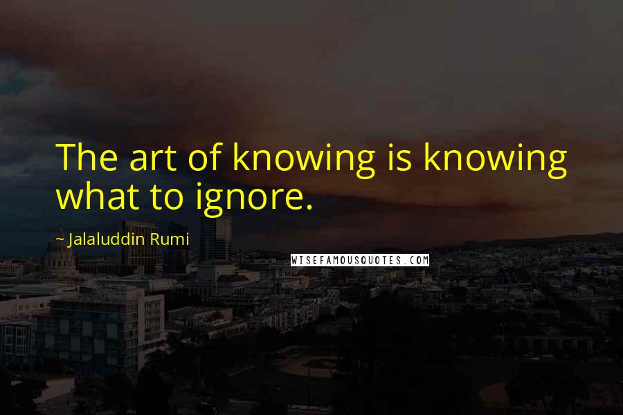 Jalaluddin Rumi Quotes: The art of knowing is knowing what to ignore.