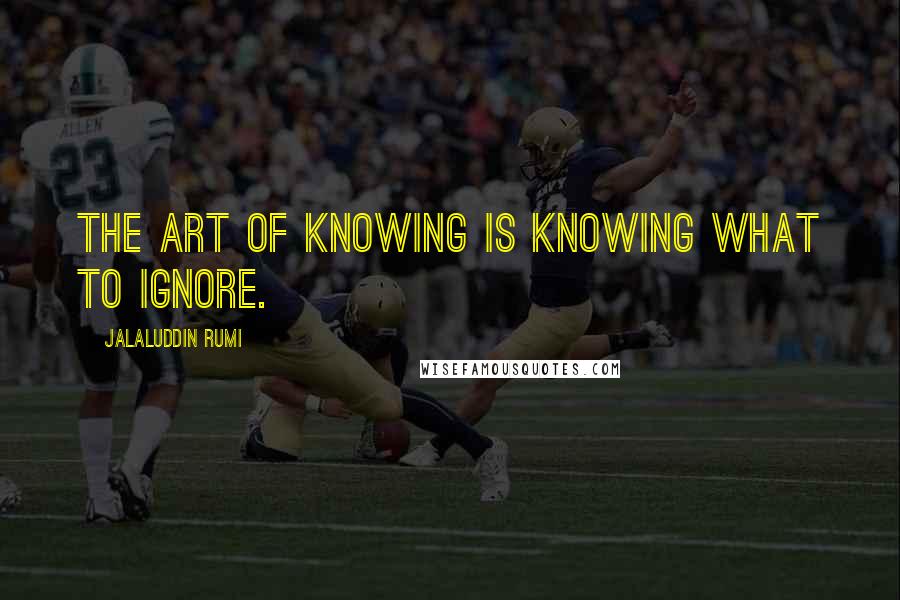 Jalaluddin Rumi Quotes: The art of knowing is knowing what to ignore.