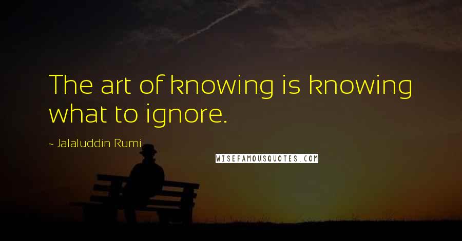 Jalaluddin Rumi Quotes: The art of knowing is knowing what to ignore.