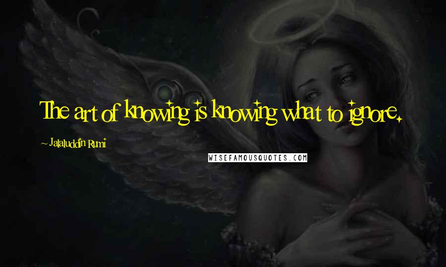 Jalaluddin Rumi Quotes: The art of knowing is knowing what to ignore.