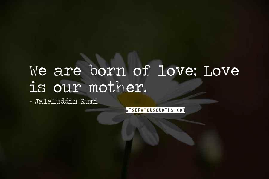 Jalaluddin Rumi Quotes: We are born of love; Love is our mother.