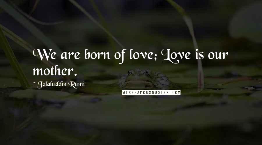 Jalaluddin Rumi Quotes: We are born of love; Love is our mother.