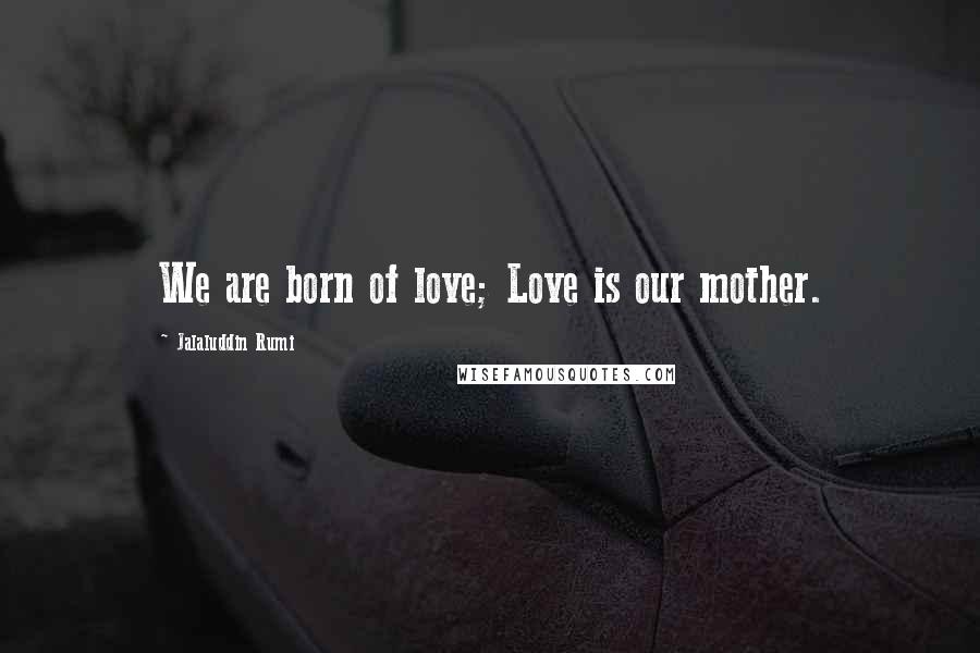 Jalaluddin Rumi Quotes: We are born of love; Love is our mother.