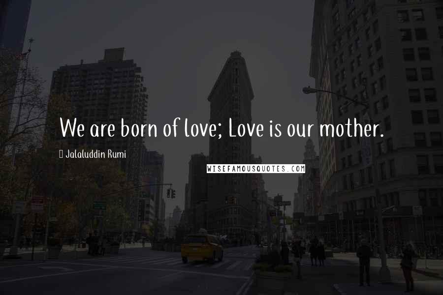 Jalaluddin Rumi Quotes: We are born of love; Love is our mother.