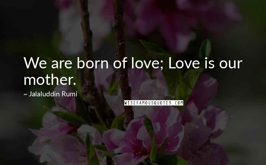 Jalaluddin Rumi Quotes: We are born of love; Love is our mother.