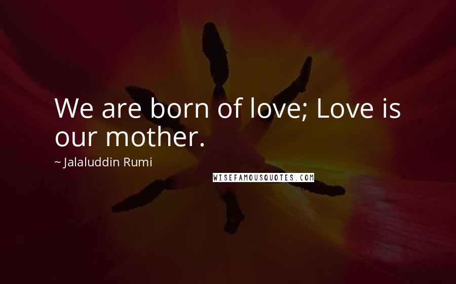 Jalaluddin Rumi Quotes: We are born of love; Love is our mother.